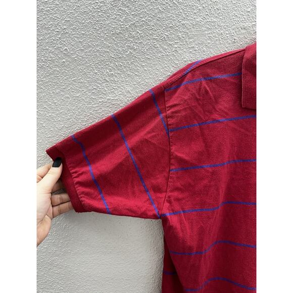 Claybrooke Classic Mens Polo Shirt Size XL Red Striped Short Sleeve Pocket - Picture 4 of 13